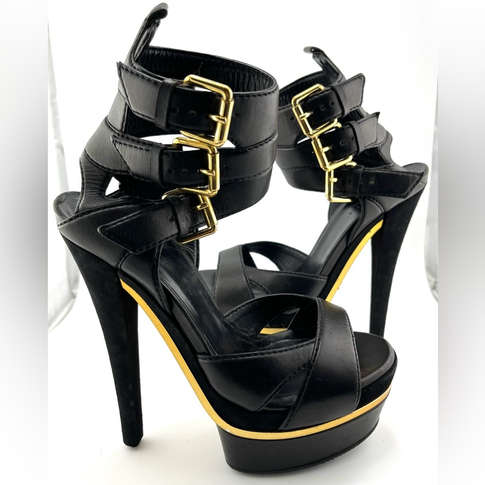 Auth Gucci Iman Ankle Strapped Platform Heels